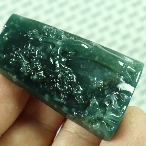 Cert'd Blue water 蓝水 Natural A Jade jadeite Carved Pendant Dragon - Picture 4 of 8